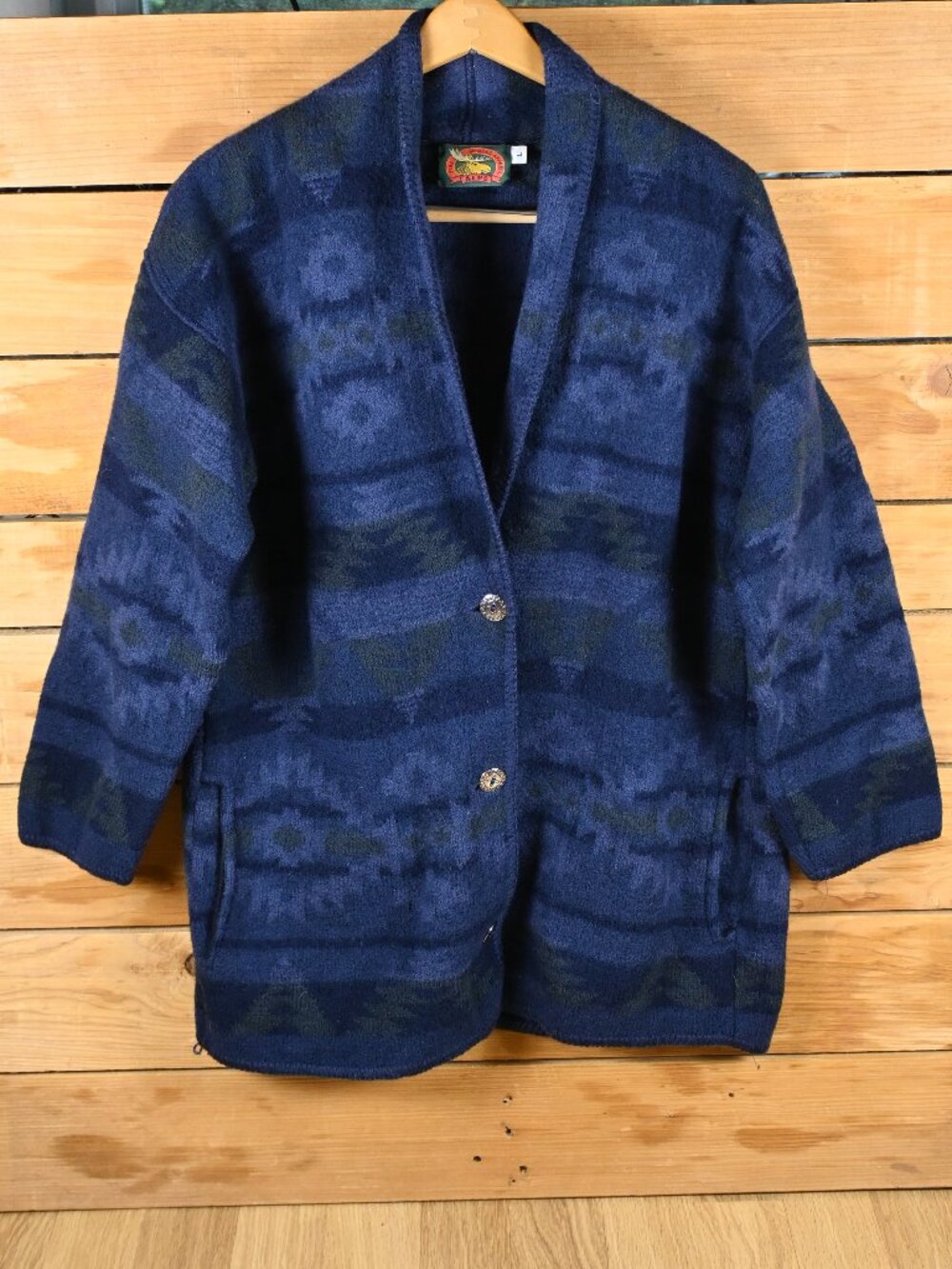 Vintage Alps 100% Wool Southwest Pattern Cardigan Made in USA - LG